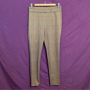 LOFT Houndstooth and Orange Plaid Leggings. Size S.